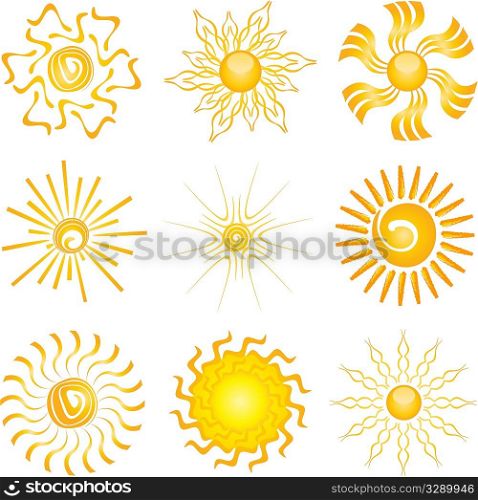 Collection of different sun icon designs