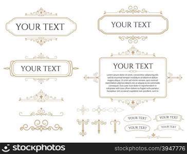 Collection of different vintage frames, templates and design elements. Retro typographic design elements. Template for design invitations, posters and other design.