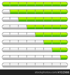 Collection of download bars with neon green indicator