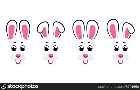 Collection of Easter bunnies faces. Easter Bunnies. Easter Bunnies. Vector illustration. Collection of Easter bunnies faces. Easter Bunnies