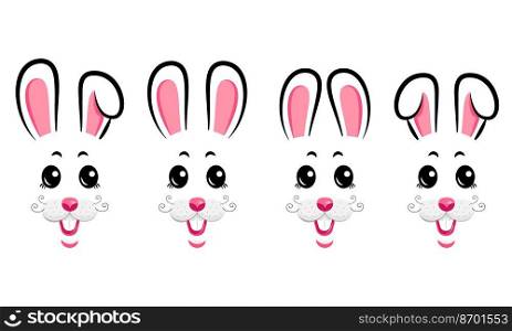 Collection of Easter smiling bunnies. Easter Bunnies. Vector illustration. Collection of Easter smiling bunnies. Easter Bunnies