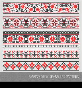 Collection of embroidery ornament. Vector illustration.