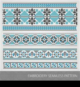 Collection of embroidery ornament. Vector illustration.