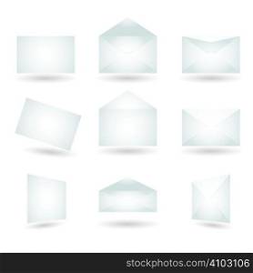 Collection of envelopes in different positions with shadow