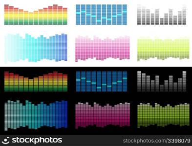 Collection of Equalizers Isolated on White and Black Background
