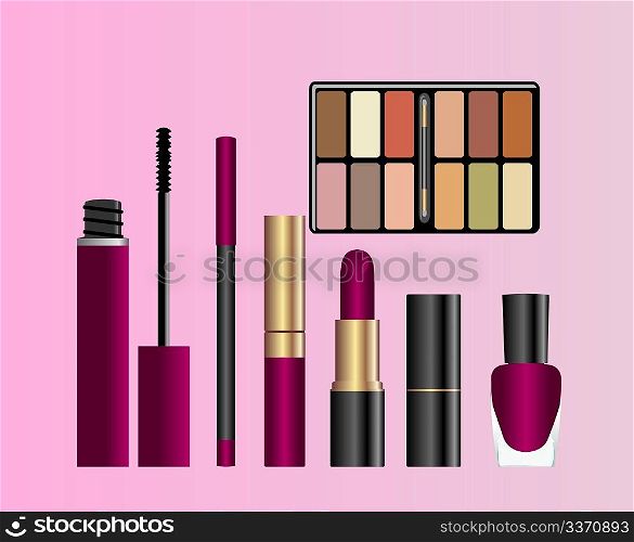 Collection of female accessories of beauty. Vector