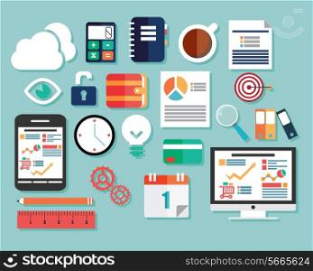 Collection of flat design icons, computer and mobile devices, cloud computing, communication