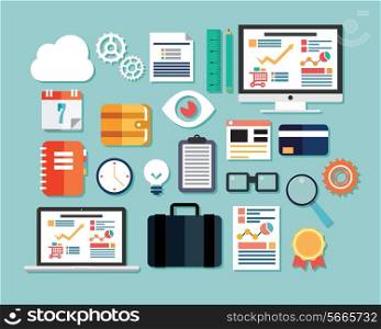 Collection of flat design icons, computer and mobile devices, cloud computing, communication