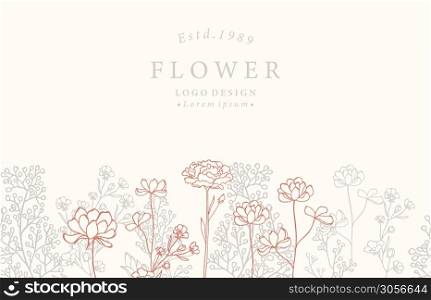 Collection of flower background set with carnations,magnolia.Editable vector illustration for website, invitation,postcard and sticker