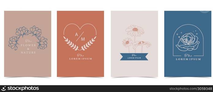 Collection of flower background set with flower, rose,sunflower.Editable vector illustration for website, invitation,postcard and sticker