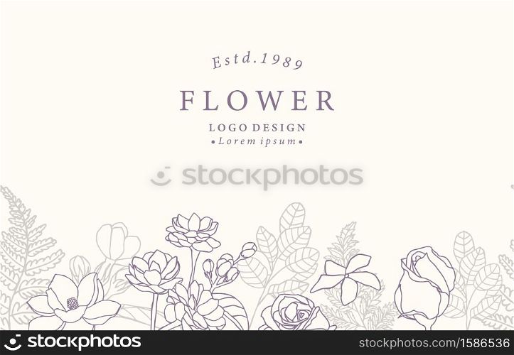 Collection of flower background set with jasmine,rose.Editable vector illustration for website, invitation,postcard and sticker