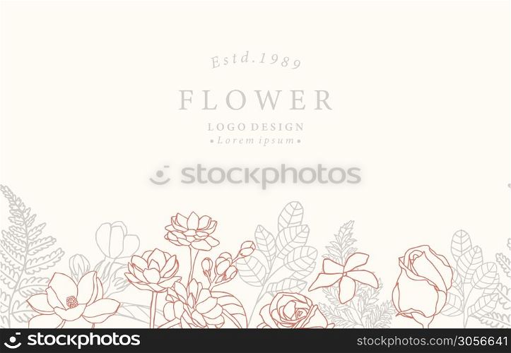 Collection of flower background set with jusmine,rose,magnolia.Editable vector illustration for website, invitation,postcard and sticker