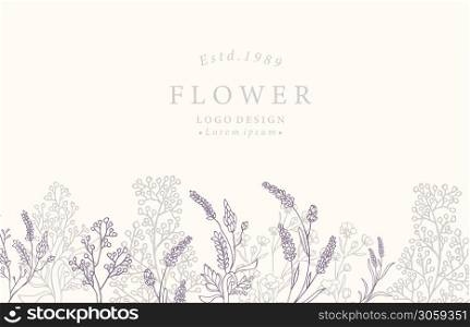 Collection of flower background set with lavender.Editable vector illustration for website, invitation,postcard and sticker