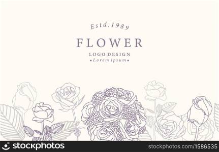 Collection of flower background set with lavender,rose.Editable vector illustration for website, invitation,postcard and sticker