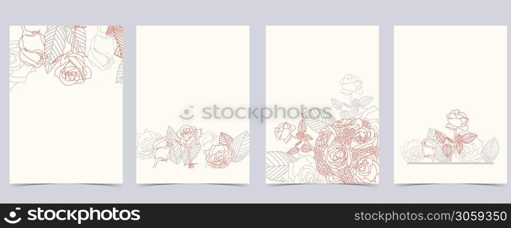 Collection of flower background set with rose.Editable vector illustration for website, invitation,postcard and sticker