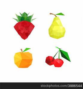 Collection of four abstract origami fruits