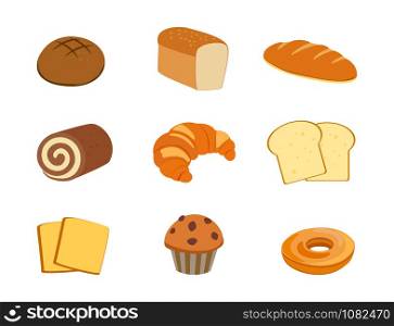 Collection of fresh bakery set isolated on white background - vector illustration