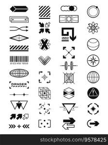 Collection of futuristic elements. Sci-Fi UI elements. Universal trendy geometric shapes. Statistics, data information infographic. Collection of futuristic elements. Sci-Fi UI elements. Universal trendy geometric shapes. Data information infographic