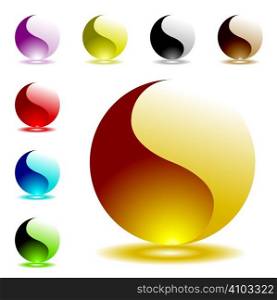 Collection of gel filled marbles with glowing shadow reflection