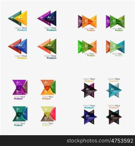 Collection of geometric paper infographic templates. Business abstract backgrounds for workflow layout, diagram, number options or web design