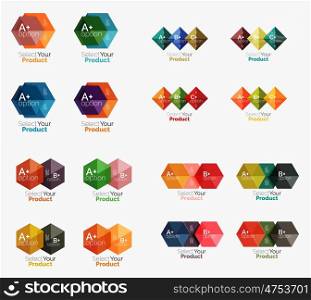 Collection of geometric paper infographic templates. Business abstract backgrounds for workflow layout, diagram, number options or web design