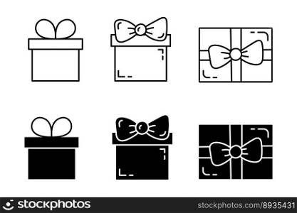 Collection of gifts in linear o contour style. Sale coupon, gift box. Editable stroke icon. Vector illustration. Collection of gifts in linear o contour style. Sale coupon, gift box. Editable stroke icon. Vector illustration.