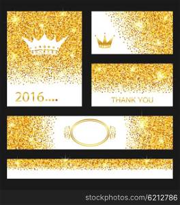 Collection of Gleam Cards. Decorative Golden Surfaces . Illustration Collection of Gleam Cards. Decorative Golden Surfaces - Vector