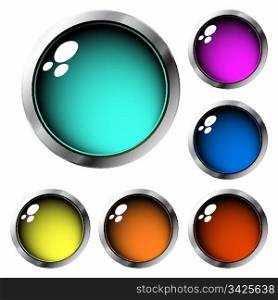 Collection of glossy buttons in different colors
