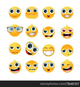 Collection of glossy emoticons isolated on white background