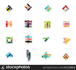 Collection of glossy paper geometric business infographics layouts. Collection of glossy paper geometric business infographics layouts. Universal presentation elements set
