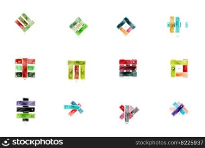 Collection of glossy paper geometric business infographics layouts. Collection of glossy paper geometric business infographics layouts. Universal presentation elements set