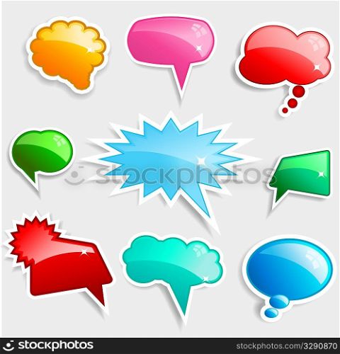 Collection of glossy speech bubbles with drop shadows