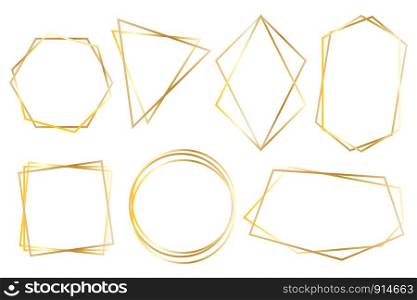 Collection of golden polygonal luxury frames vector set