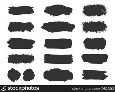 Collection of grunge brush stroke vector set isolated on white background.
