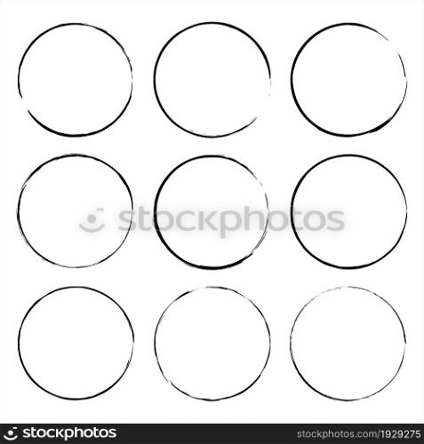 Collection of grunge circle frames. Black ink style. Abstract design. Interior art. Vector illustration. Stock image. EPS 10.. Collection of grunge circle frames. Black ink style. Abstract design. Interior art. Vector illustration. Stock image.