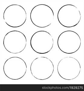 Collection of grunge circle frames. Black ink style. Abstract design. Interior art. Vector illustration. Stock image. EPS 10.. Collection of grunge circle frames. Black ink style. Abstract design. Interior art. Vector illustration. Stock image.