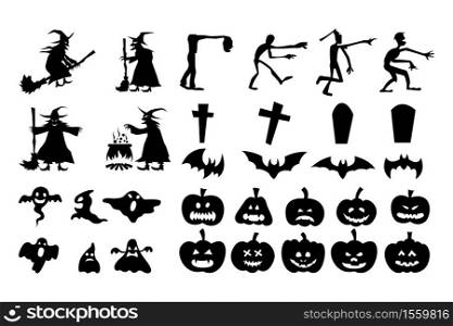 collection of Halloween silhouette design for designer