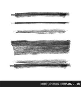 Collection of hand drawn chalk marks texture isoalted on white background