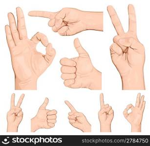 Collection of hand gestures.vector illustration.