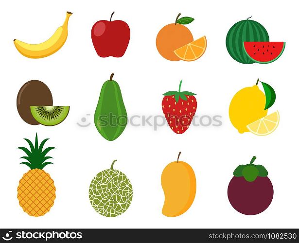 Collection of healthy fruit vector set - Vector illustration