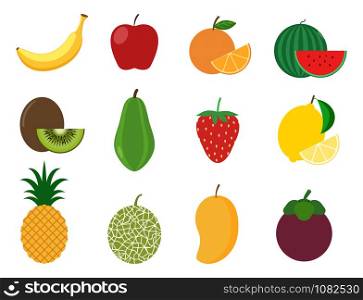 Collection of healthy fruit vector set - Vector illustration