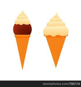 Collection of ice cream cones isolated on white. Vector illustration.. Collection of ice cream cones isolated on white. Vector stock illustration.