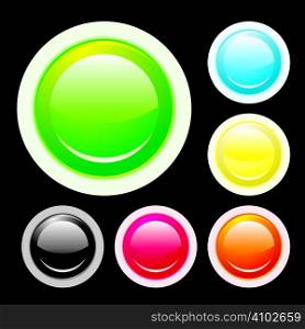 Collection of icon buttons with pale lip with shiny reflections