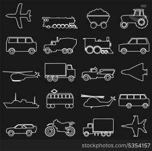 Collection of icons of transport. A vector illustration