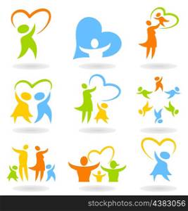 Collection of icons on a family theme. A vector illustration