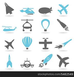 Collection of icons on a theme aircraft. A vector illustration