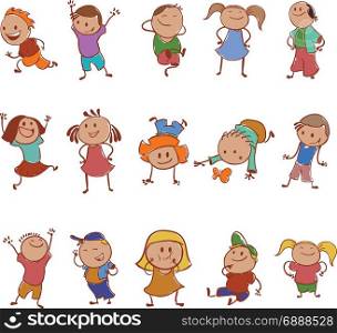 Collection of icons with the caretoon children