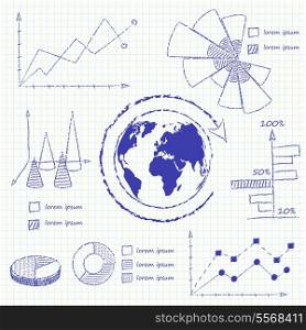 Collection of infographic charts isolated vector illustration