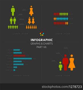 collection of Infographic people elements for your documents and demographic reports, part 7 of my infographic bundle, dark version