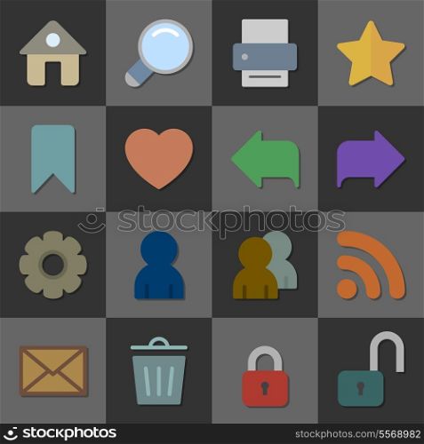Collection of internet icons, color flat design isolated vector illustration